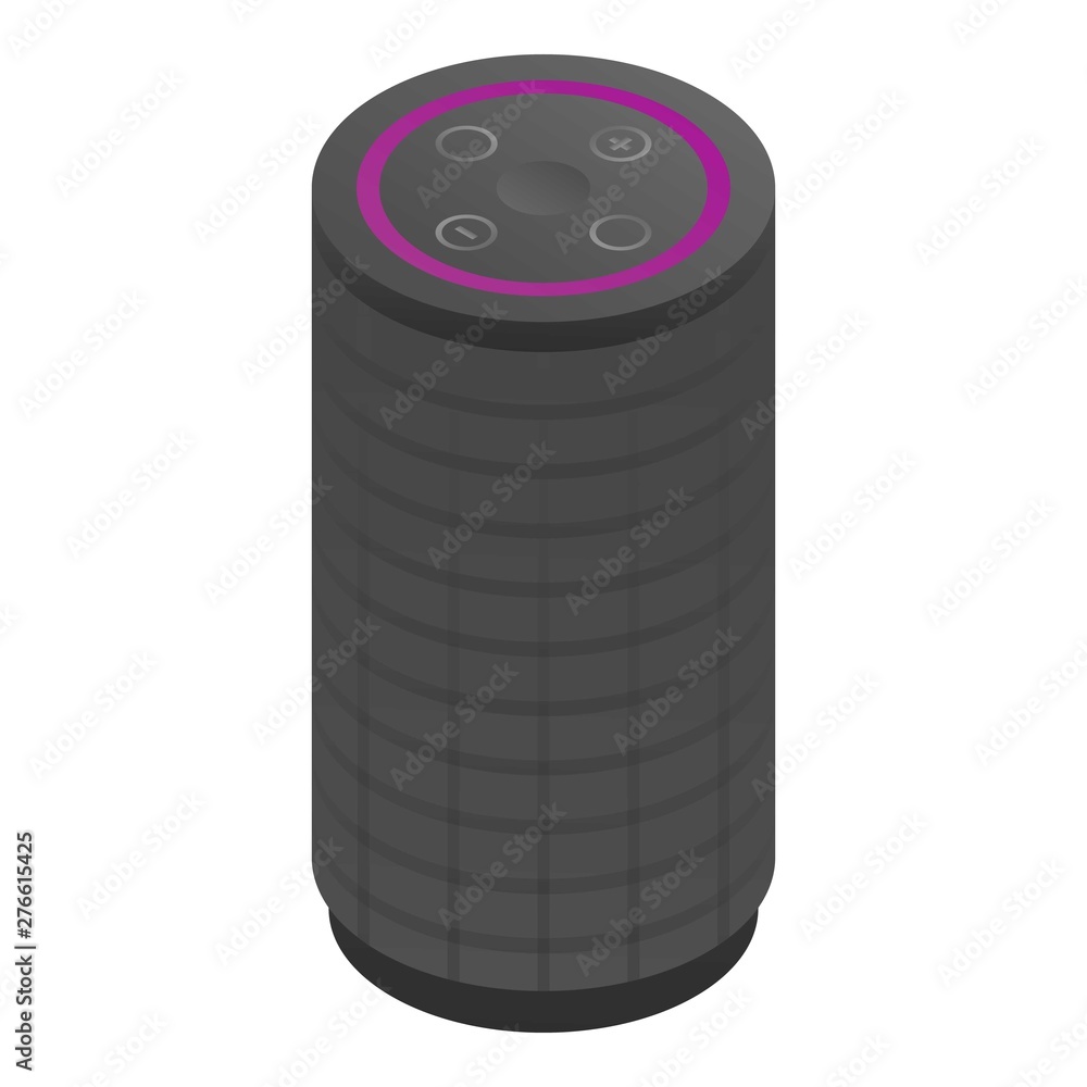 Poster black smart speaker icon. isometric of black smart speaker vector icon for web design isolated on wh