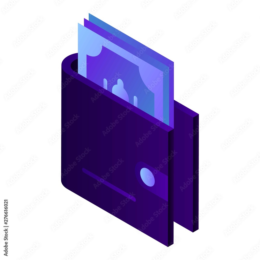 Poster wallet with money icon. isometric of wallet with money vector icon for web design isolated on white 