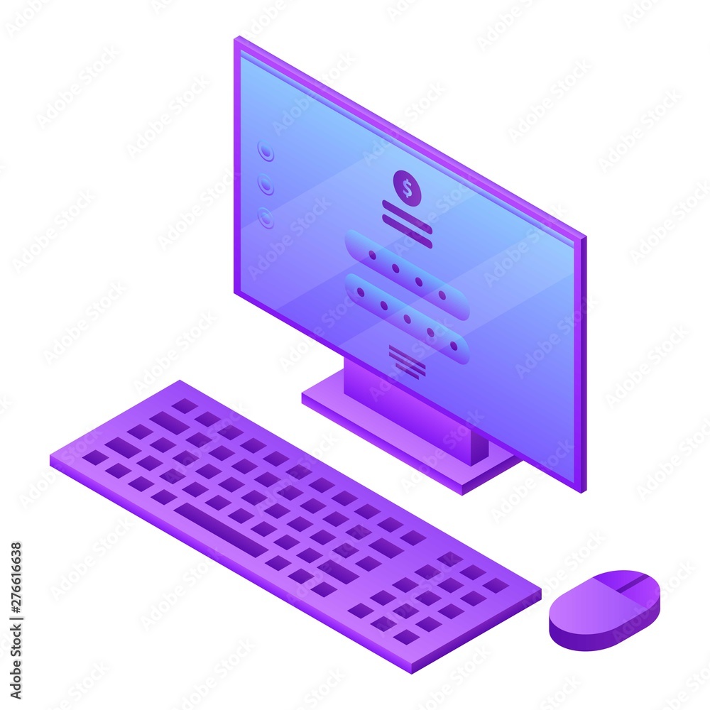 Poster computer desktop icon. isometric of computer desktop vector icon for web design isolated on white ba