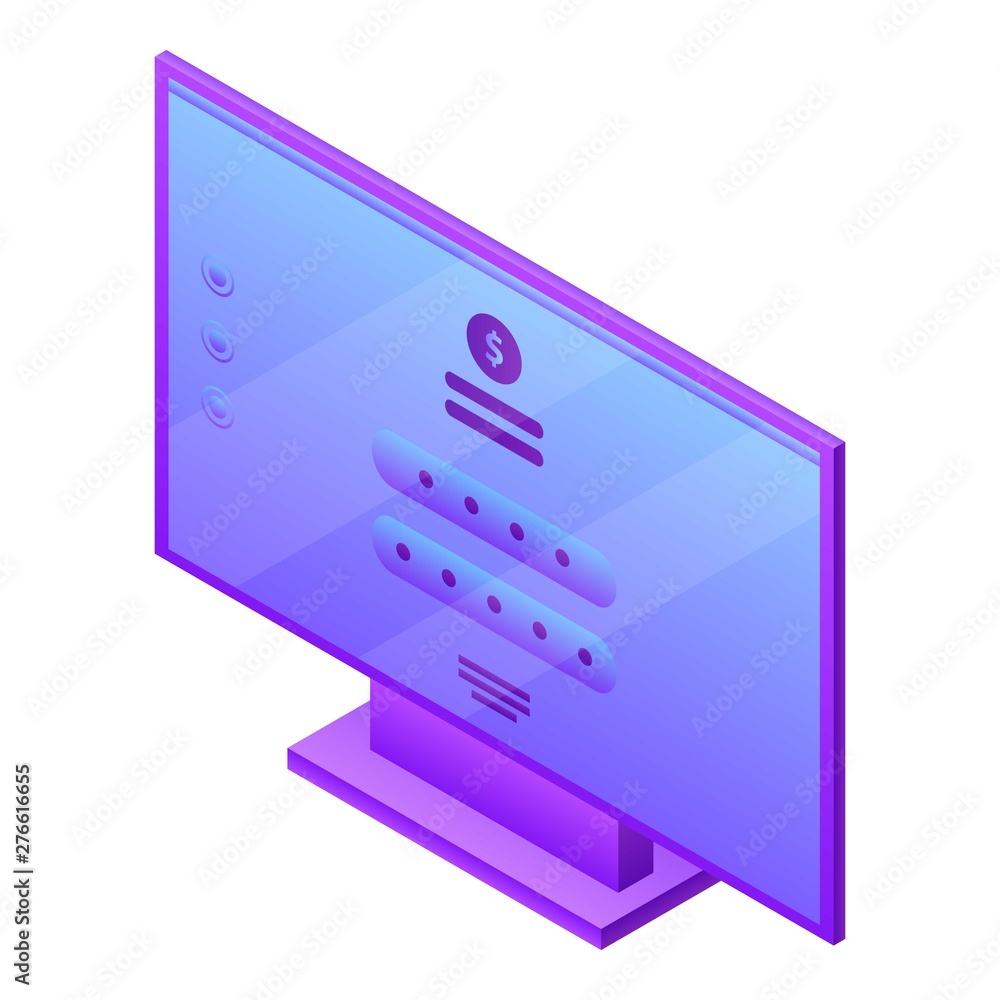 Poster computer monitor icon. isometric of computer monitor vector icon for web design isolated on white ba