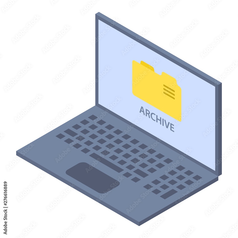 Poster laptop archive icon. isometric of laptop archive vector icon for web design isolated on white backgr