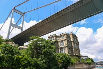 Old waterfront under Bosphorus Bridge, Bosphorus Strait - Istanbul