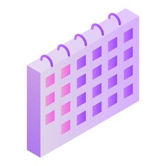Fototapeta premium Calendar icon. Isometric of calendar vector icon for web design isolated on white background