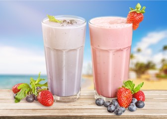 Fruit Smoothies   Isolated on a White Background