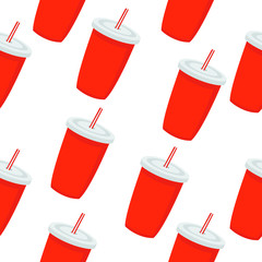 Soda cup seamless vector pattern