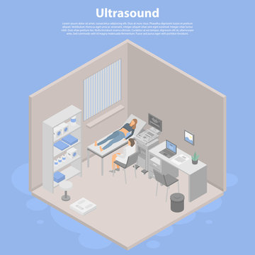 Ultrasound concept banner. Isometric illustration of ultrasound vector concept banner for web design