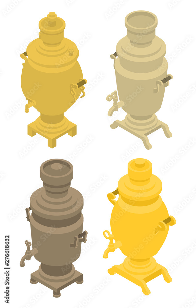 Poster samovar icons set. isometric set of samovar vector icons for web design isolated on white background