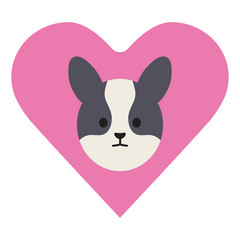 little dog adorable mascot head in heart