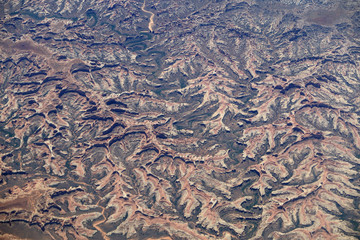 Aerial view of Canyonlands National Park and surrounding area in southern Utah.