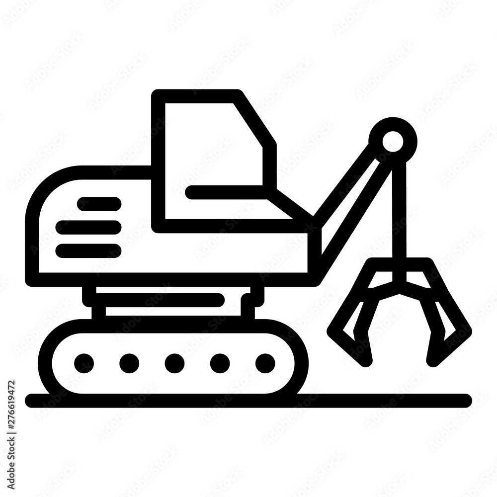 Poster mining excavator icon. outline mining excavator vector icon for web design isolated on white backgro