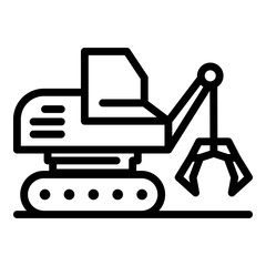 Mining excavator icon. Outline mining excavator vector icon for web design isolated on white background