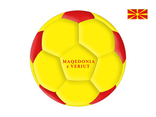 Fototapeta premium Soccer ball in colors of the flag of Northern Macedonia (Maqedonia e Veriut)