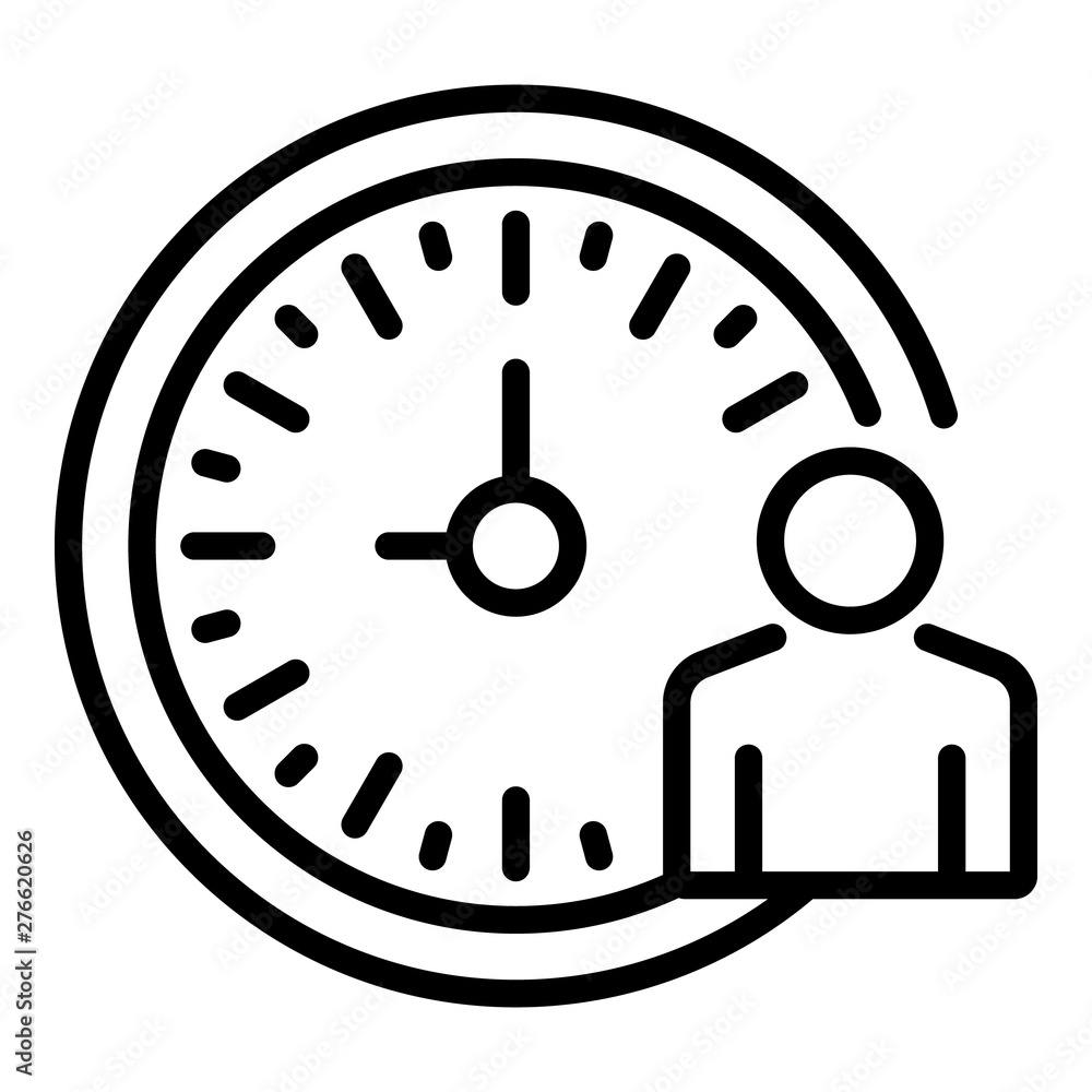Poster lecture time clock icon. outline lecture time clock vector icon for web design isolated on white bac