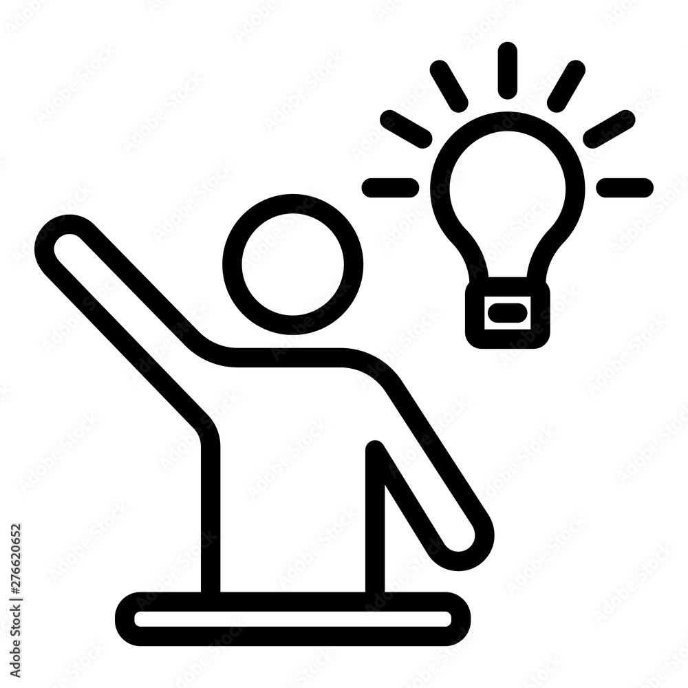 Poster man bulb idea icon. outline man bulb idea vector icon for web design isolated on white background