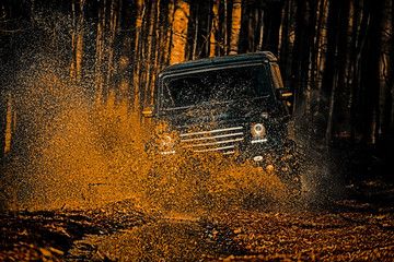 Motion the wheels tires and off-road that goes in the dust. Safari suv. Expedition offroader. Rally...