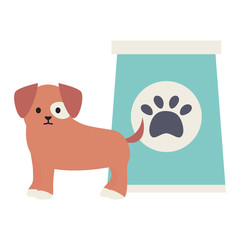 little dog adorable with paperbag and footprint