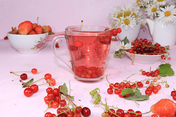 Summer refreshments and fruits, selective focus,...