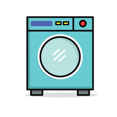 Washing machine vector illustration with blue background isolated on white background