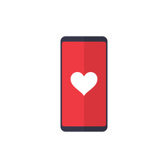 Mobile phone with heart icon on the screen