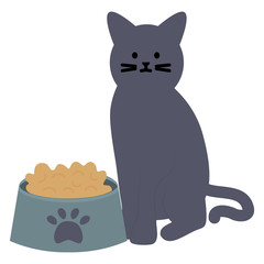 cute cat mascot with dish food