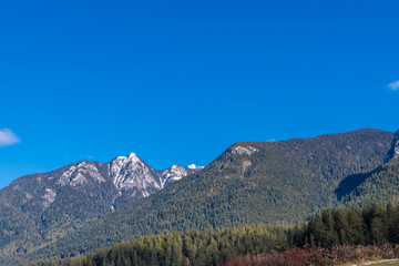 Aerial view at Mountains in Winter in British Columbia, Canada