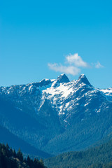 Fototapeta premium Aerial view at Mountains in Winter in British Columbia, Canada