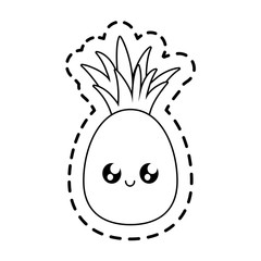 patch of delicious pineapple fruit kawaii character