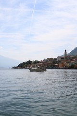 City of Limone with boat in front