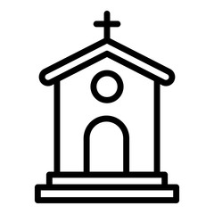 Small church icon. Outline small church vector icon for web design isolated on white background