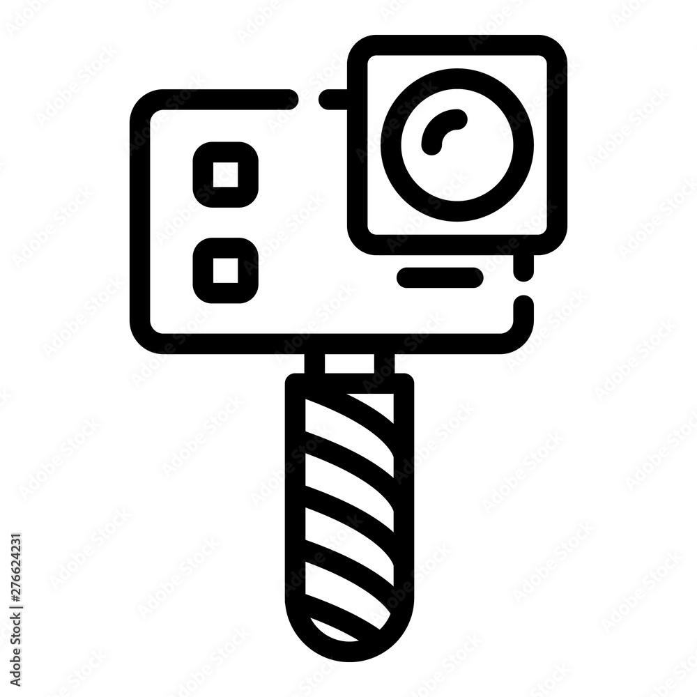 Poster action camera on monopod icon. outline action camera on monopod vector icon for web design isolated 