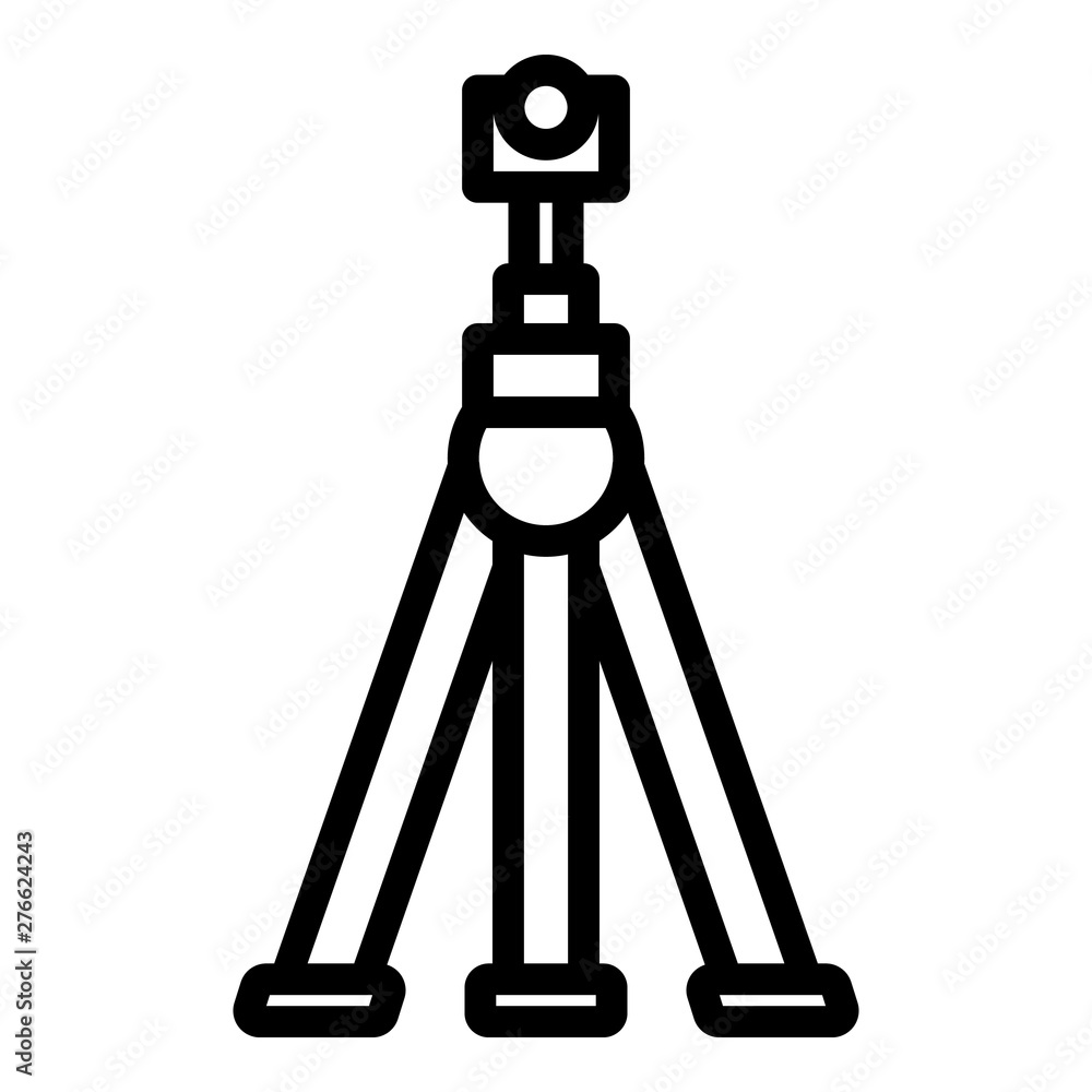 Poster camera on tripod icon. outline camera on tripod vector icon for web design isolated on white backgro