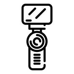 Hand Illuminated camera icon. Outline hand illuminated camera vector icon for web design isolated on white background