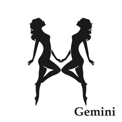 Obraz na płótnie Canvas Gemini zodiac sign horoscope symbol. isolated astrological icon in simple style