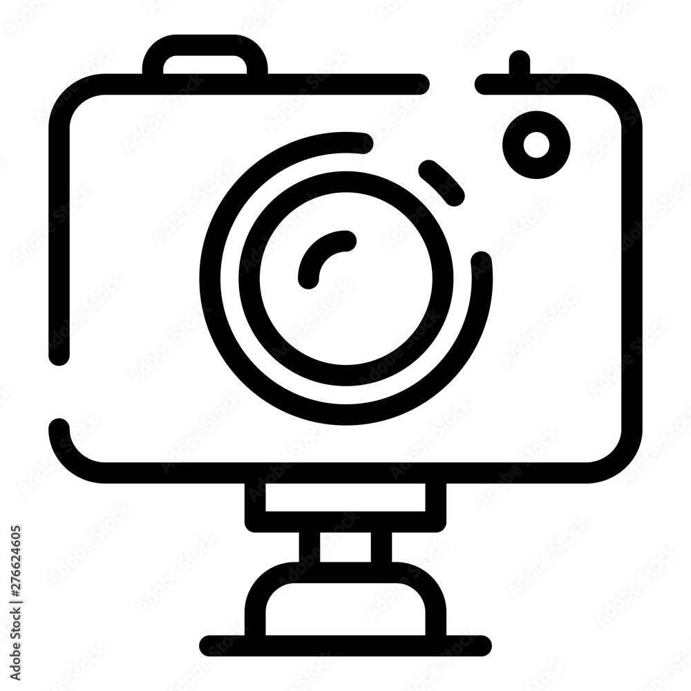 Poster helmet camera icon. outline helmet camera vector icon for web design isolated on white background
