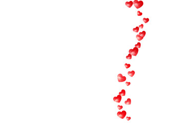 Heart frame background with gold glitter hearts. Valentines day. Vector confetti. Hand drawn texture.