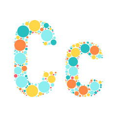 A letter of the alphabet from colored circles laid out by a cheerful mozayka.