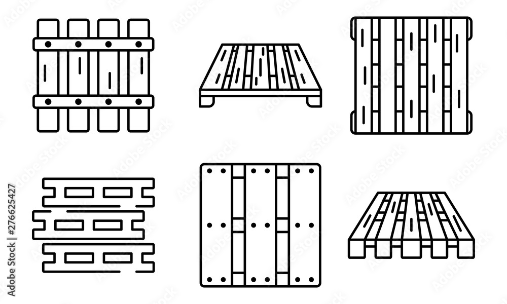 Poster pallet icons set. outline set of pallet vector icons for web design isolated on white background