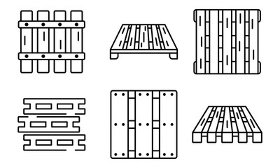Obraz premium Pallet icons set. Outline set of pallet vector icons for web design isolated on white background