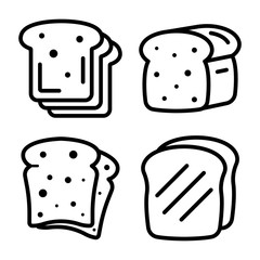 Toast icons set. Outline set of toast vector icons for web design isolated on white background