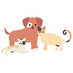 Obraz na płótnie Canvas cute cats and dog mascots adorables characters