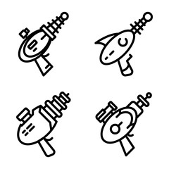 Blaster icons set. Outline set of blaster vector icons for web design isolated on white background