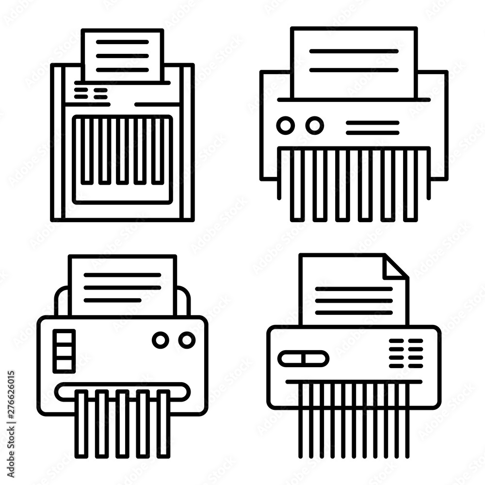 Poster shredder icons set. outline set of shredder vector icons for web design isolated on white background