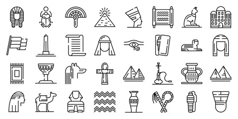 Egypt icons set. Outline set of Egypt vector icons for web design isolated on white background