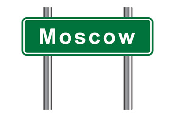 Moscow road sign, green isolated on white background, vector illustration.