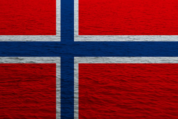 Fototapeta premium Norway national flag, imposed on the texture of water, sea, the concept of water resources of the country