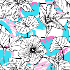 Tropical, stripe, animal motif. Seamless pattern © Сашка Шаргаева