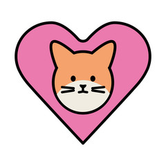 cute cat mascot adorable head in heart character