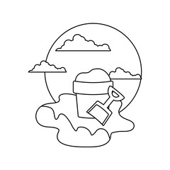 bucket and shovel toy in the beach