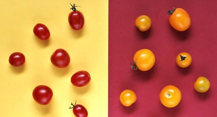cherry tomatoes abstraction photo. creative combination of colors, creative combination and shapes