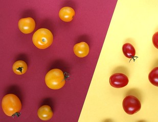 cherry tomatoes abstraction photo. creative combination of colors, creative combination and shapes